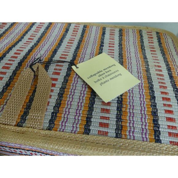 Pier 1 Mendong Shoe Box Zippered Woven Rattan Collapsible NWT Vintage RARE - Picture 3 of 13